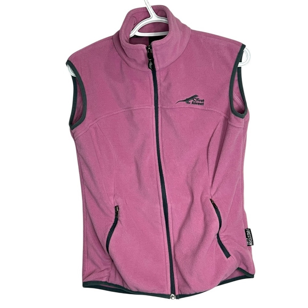 First Ascent Women's Firestorm Micro Fleece Vest Pink Full Zip Outdoor -  Medium